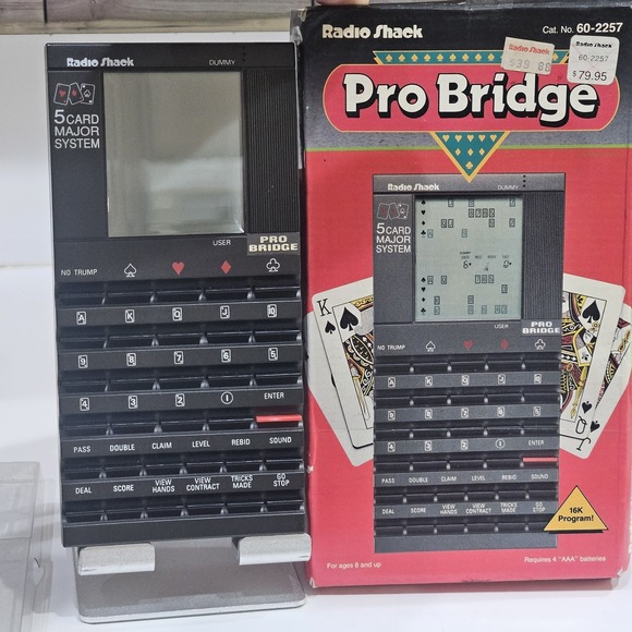 1980s VINTAGE Radio Shack Bridge Game 60-2257 Pro Handheld Electronic TESTED - Picture 1 of 15